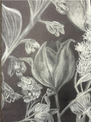 Student art finalist flower black and white
